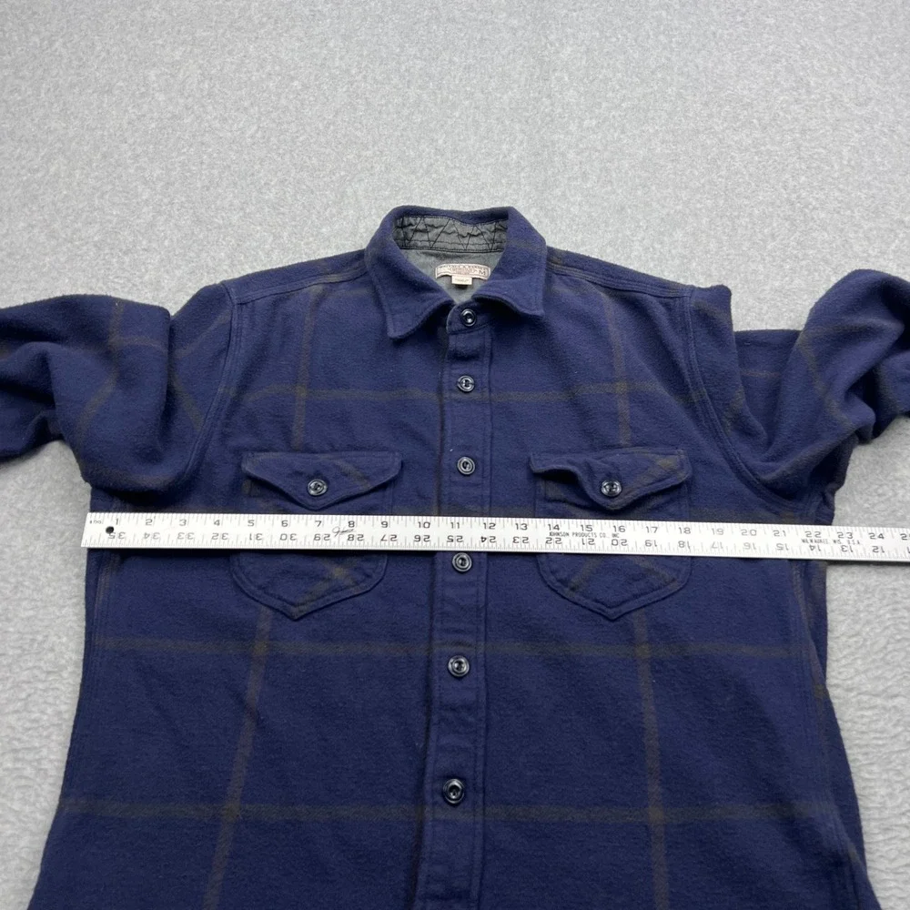 Wallace & Barnes Shirt Mens Medium Blue Windowpane Heavy Flannel Button Up K2518
